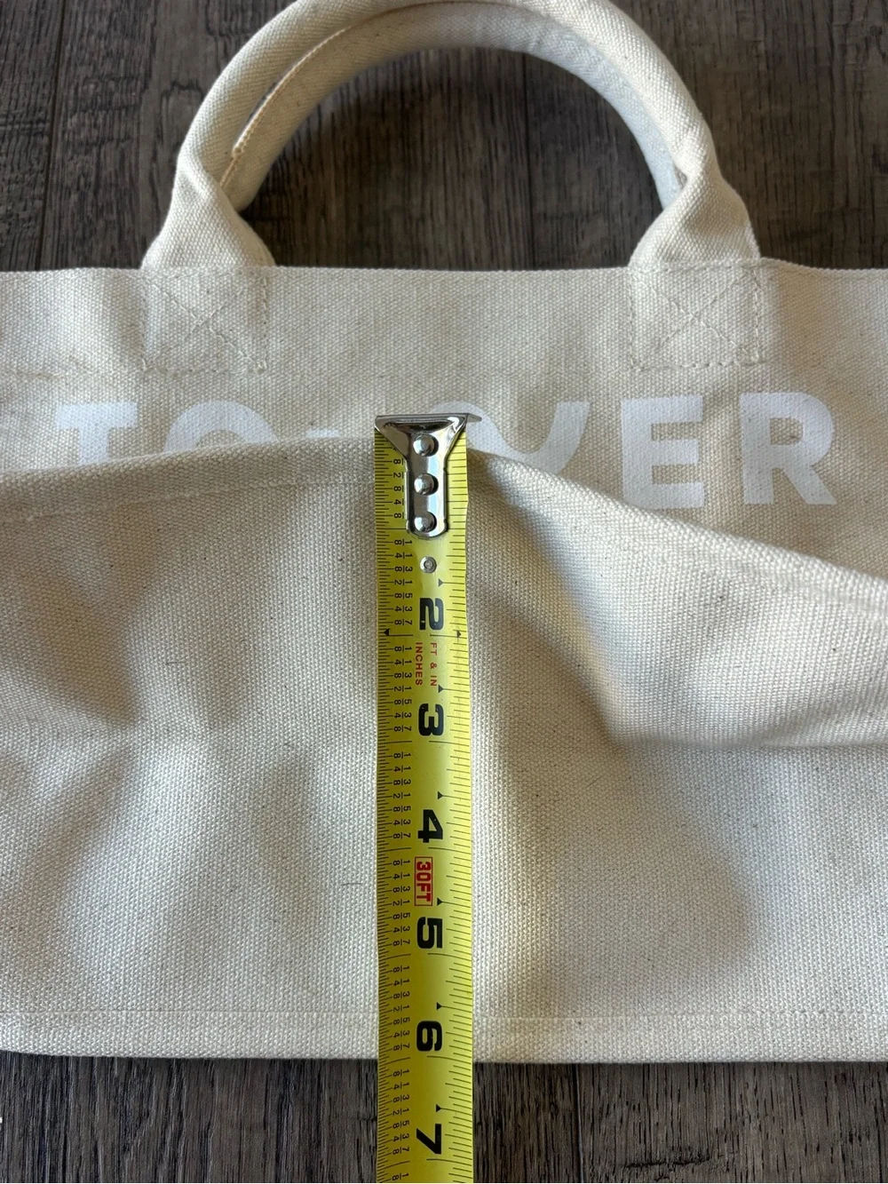Tower 28 Cream Canvas Tote with White Logo